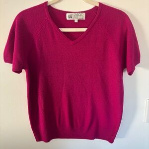 JACK Scotland 100% Cashmere Sweater • Pink • Short Sleeve • Size M/L